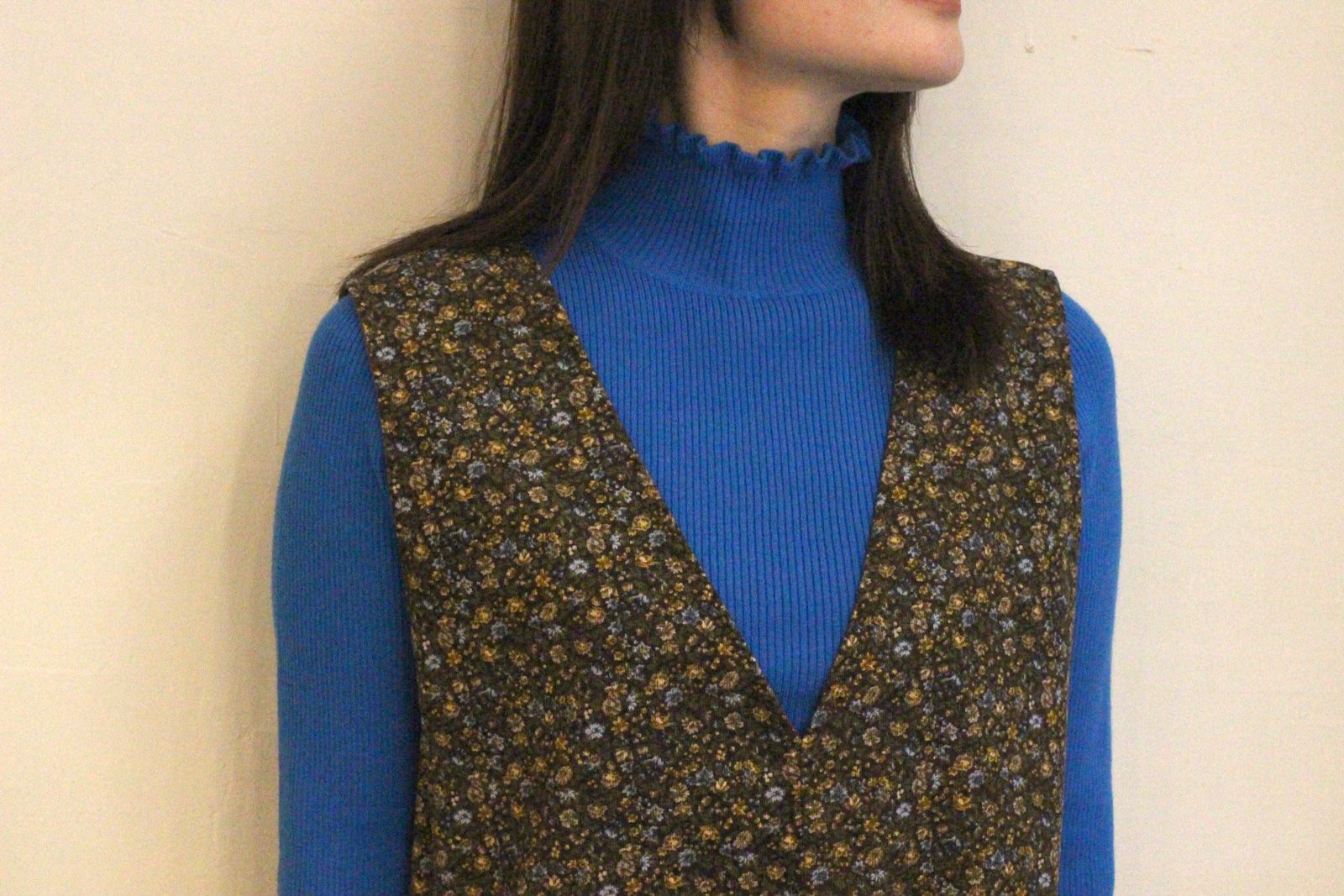 コーデュロイ小花柄ジャンパー7スカート ブラウン