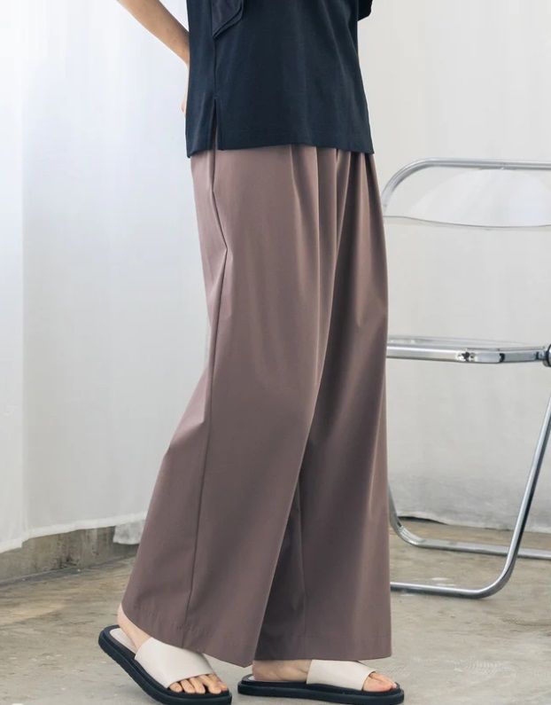 接触冷感ワイドパンツ モカ