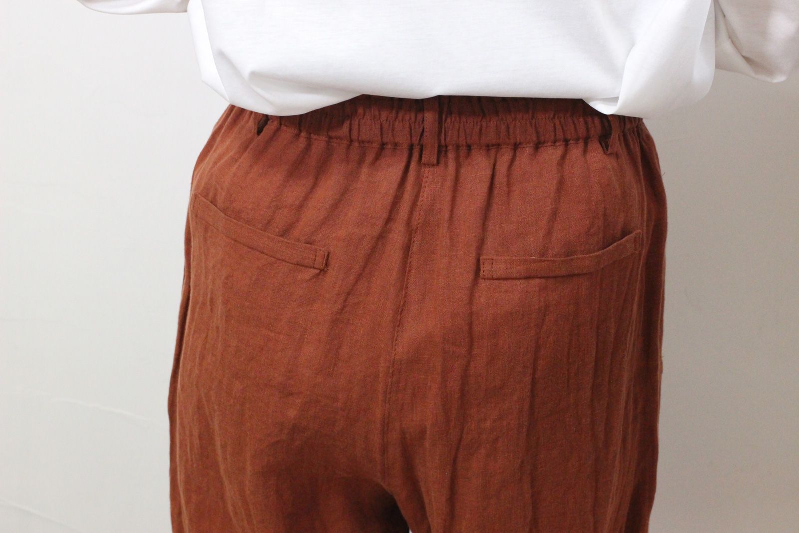 クロップドリネンパンツ オレンジ