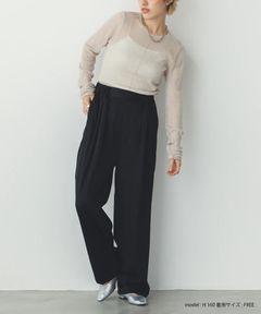 コットンライク気流染め イージーストレートパンツ ブラック