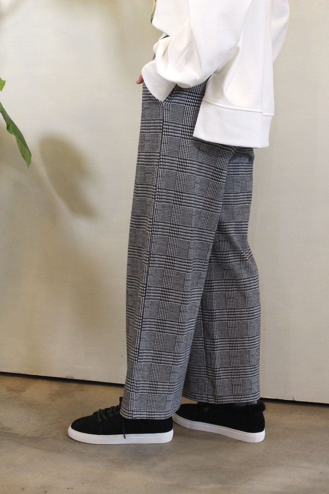 チェックワイドパンツ グレー