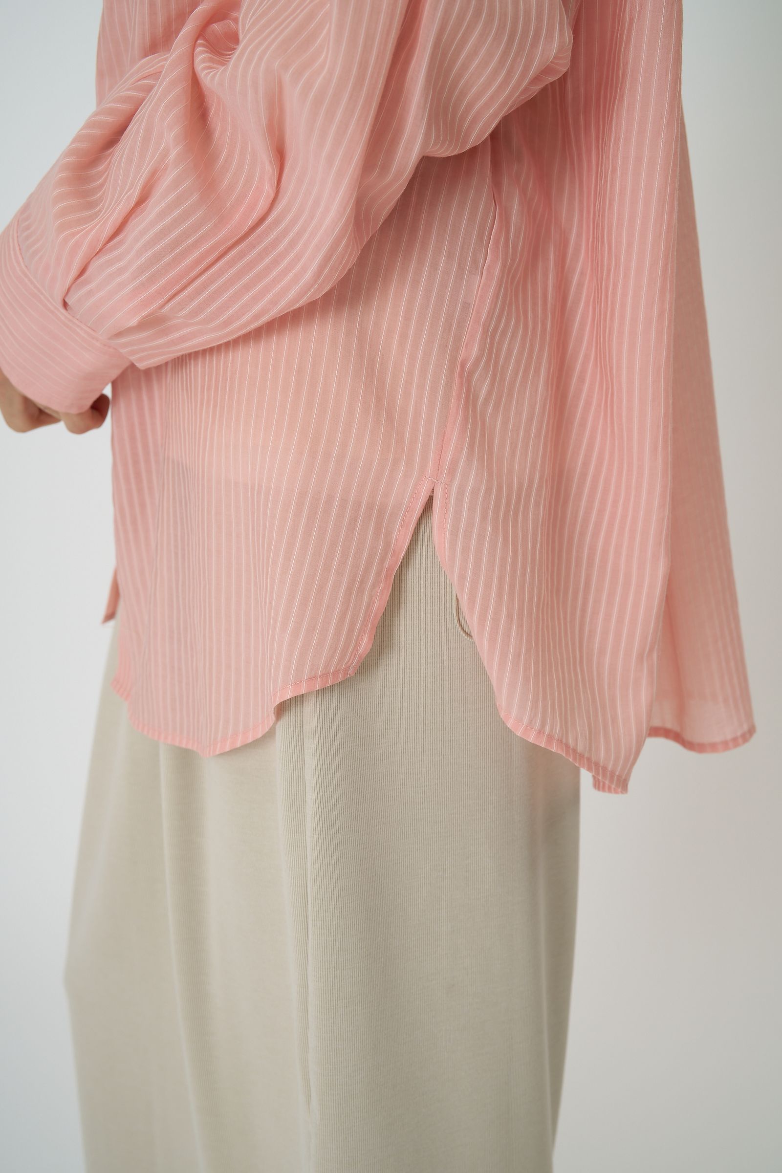 [1861-005KK] シアーストライプオーバーSH ピンク