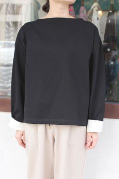 デラヴェジャージー袖口折り返しプルオーバー ブラック