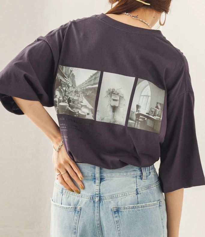 バックプリントTシャツ ダークグレー