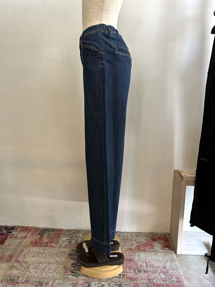 接触冷感ワイドデニムパンツ ブルー