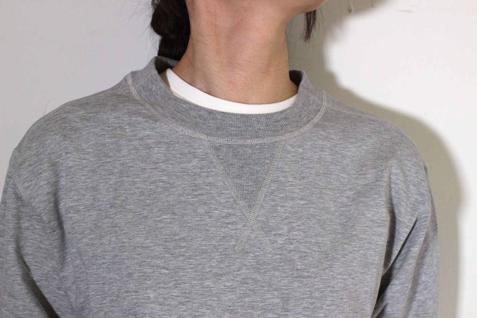 ミニ裏毛トップス 杢グレー