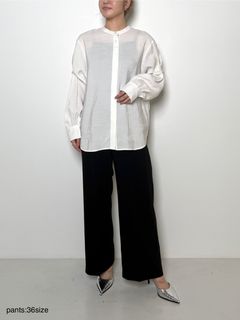 [3856-445MK] ベルト付きワイドパンツ ブラック