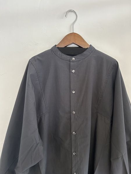 近江晒50sブロード袖ボリュームシャツ チャコール