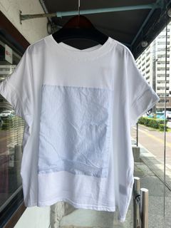 レクタングルパネルTシャツ オフxライトブルー