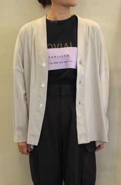 ナチュラルソフト天竺くるみカーディガン ライトグレー