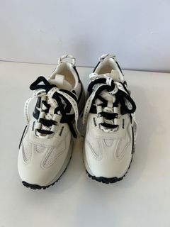 ダブルシューレースダッドスニーカー ホワイトxブラック