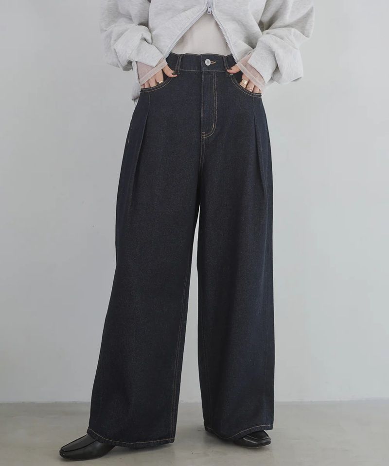 10ozポケットタック デニムパンツ ワンウォッシュ