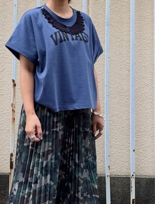 pearl necklace VINTAGE Tee ネイビー