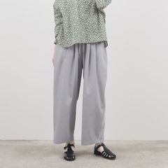 トロンとツイルタックワイドパンツ グレー