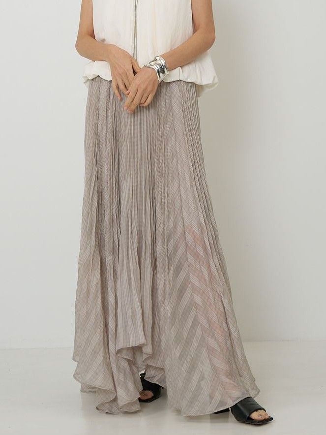 [2961-029MK] シアーチェックプリーツSK グリーン