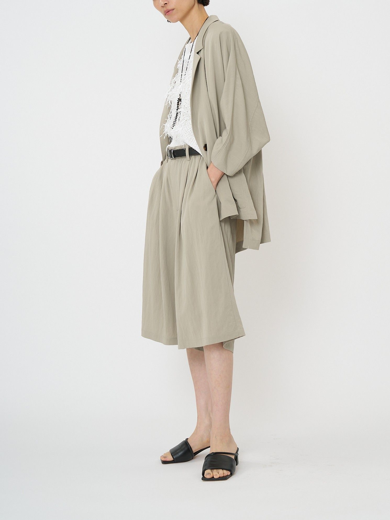 [3861-007KK] リラックスツイルキュロット ライトベージュ