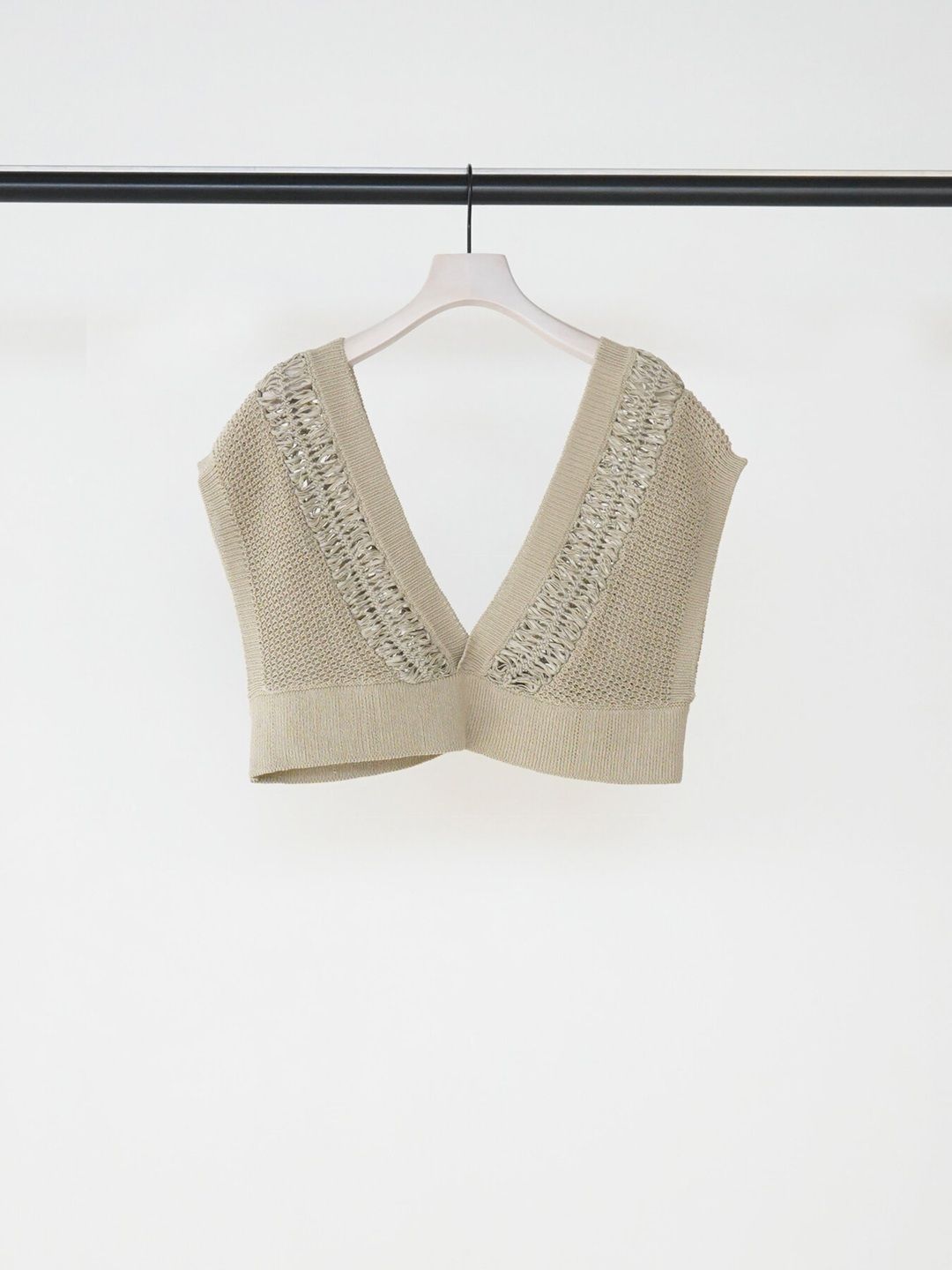 [9563-691DP] ヘアピンレースドッキングベスト カーキ