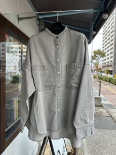 6ozテンセルデニムオーバーシャツ グレー