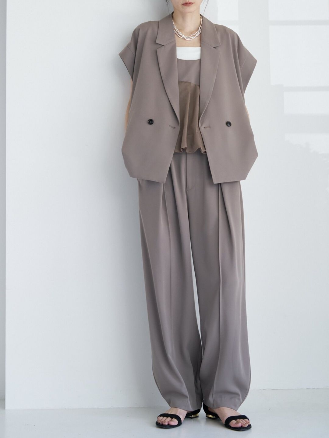 [1263-624MK] 2WAYバルーンビスチェ モカ