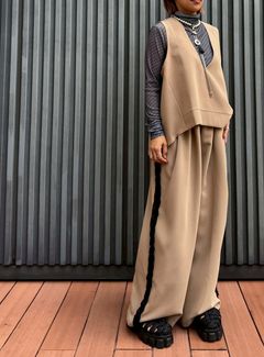 サイドプリーツワイドパンツ ベージュ