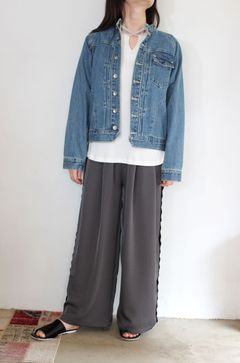 12OZデニムスタンドカラージャケット ブリーチ