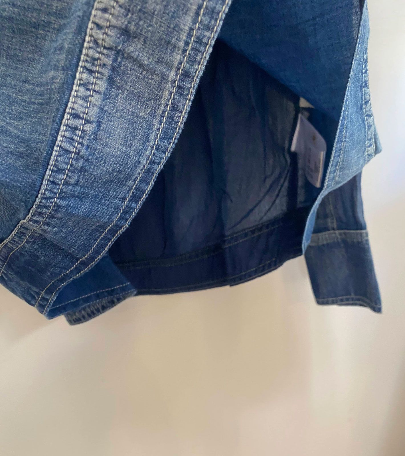 SHEER DENIM OVERSHIRT ブルー
