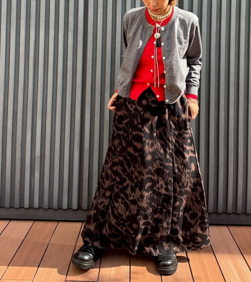 バイカラーレイヤードニットカーディガン ブラウン