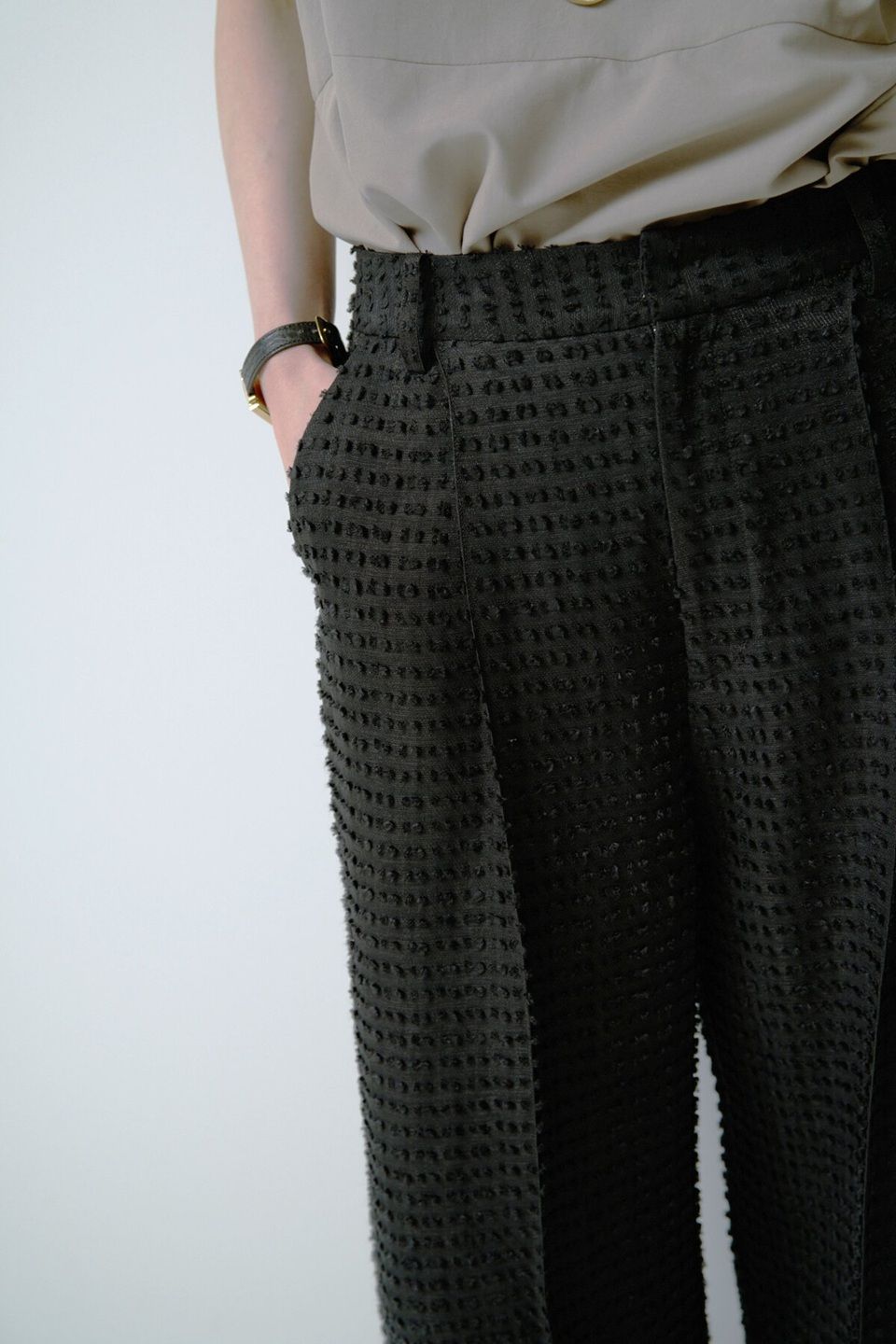 [3863-654YM] ドットJQストレートPT ブラック