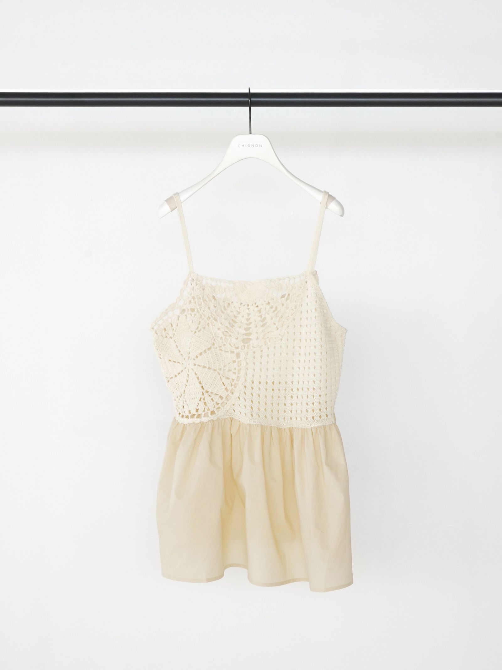 [9562-391DP] モチーフニットキャミソール オフホワイト