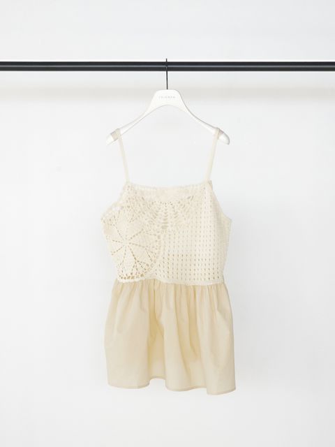 [9562-391DP] モチーフニットキャミソール オフホワイト