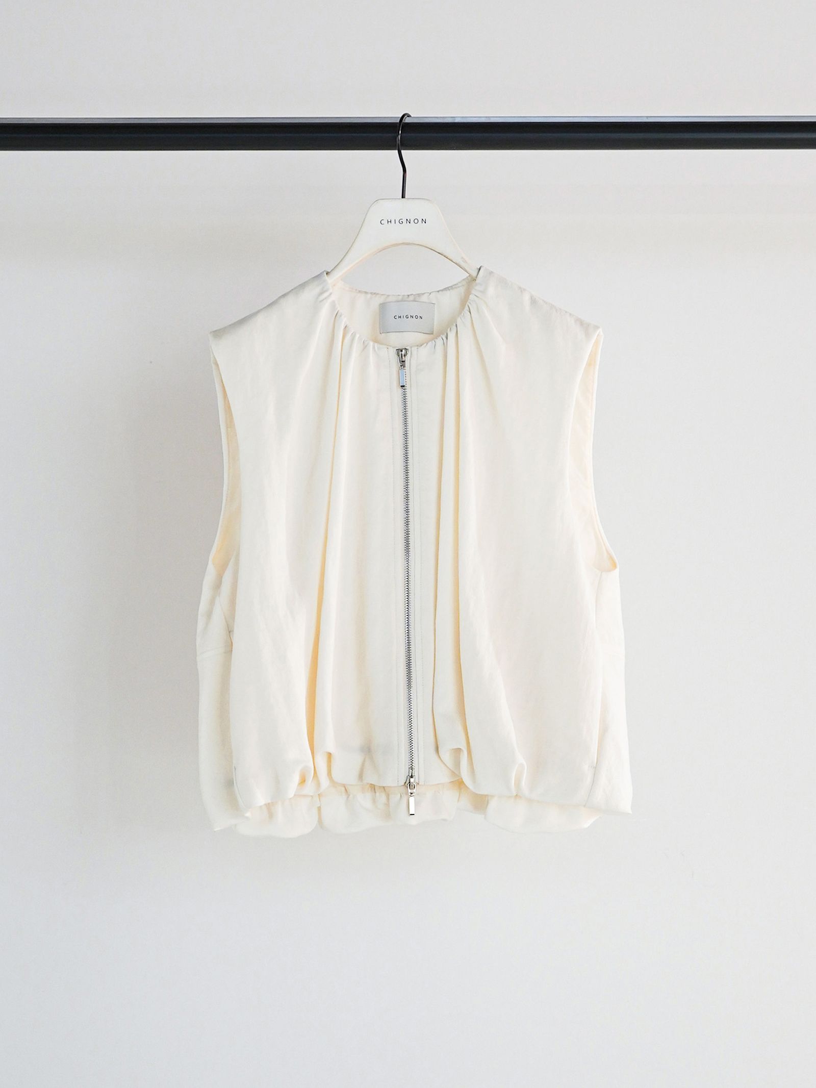 [4261-025MK] ダブルジップバルーンジレ アイボリー