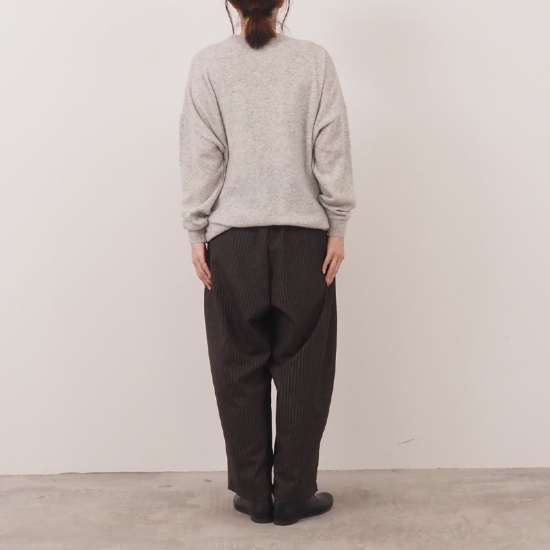 トロストライプ タックワイドパンツ ブラウン