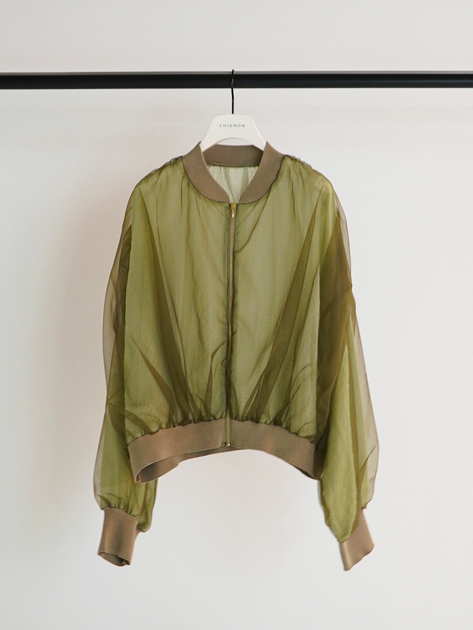 [9861-093GS] チュールボリュームブルゾン カーキ