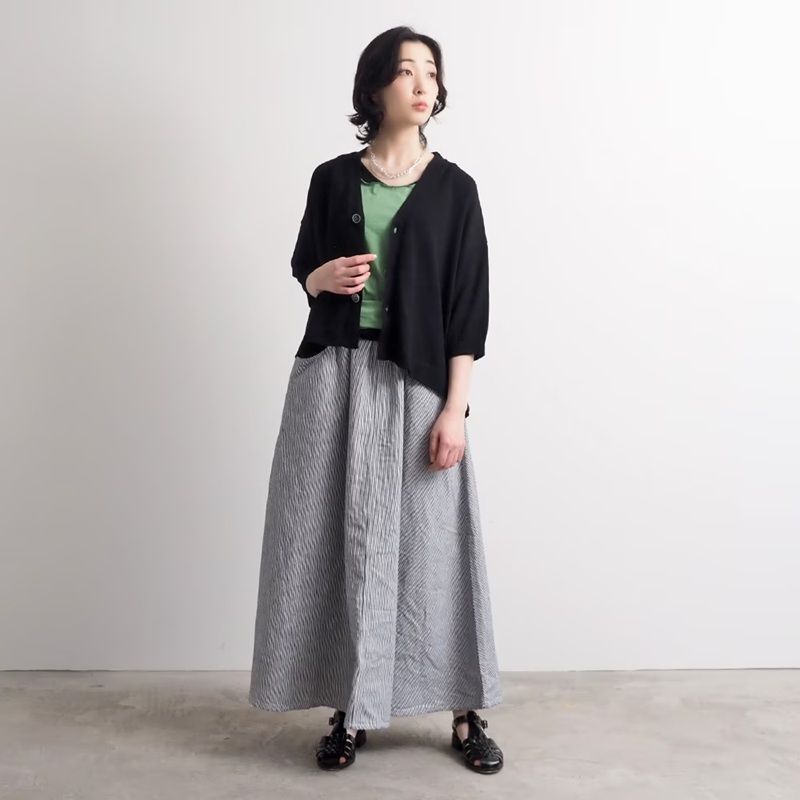 綿レーヨンシルクタックカーディガン ブラック