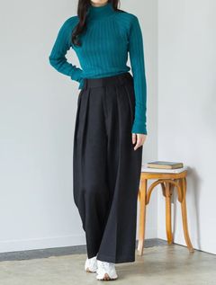 ダブルタックワイドパンツ ブラック