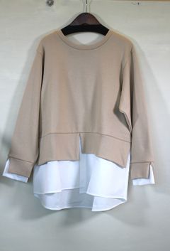 レイヤード風アシメプルオーバー ベージュ