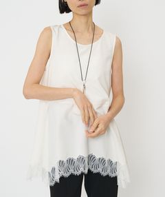 [1561-061-3NH] ヘムレースサテンタンク オフホワイト