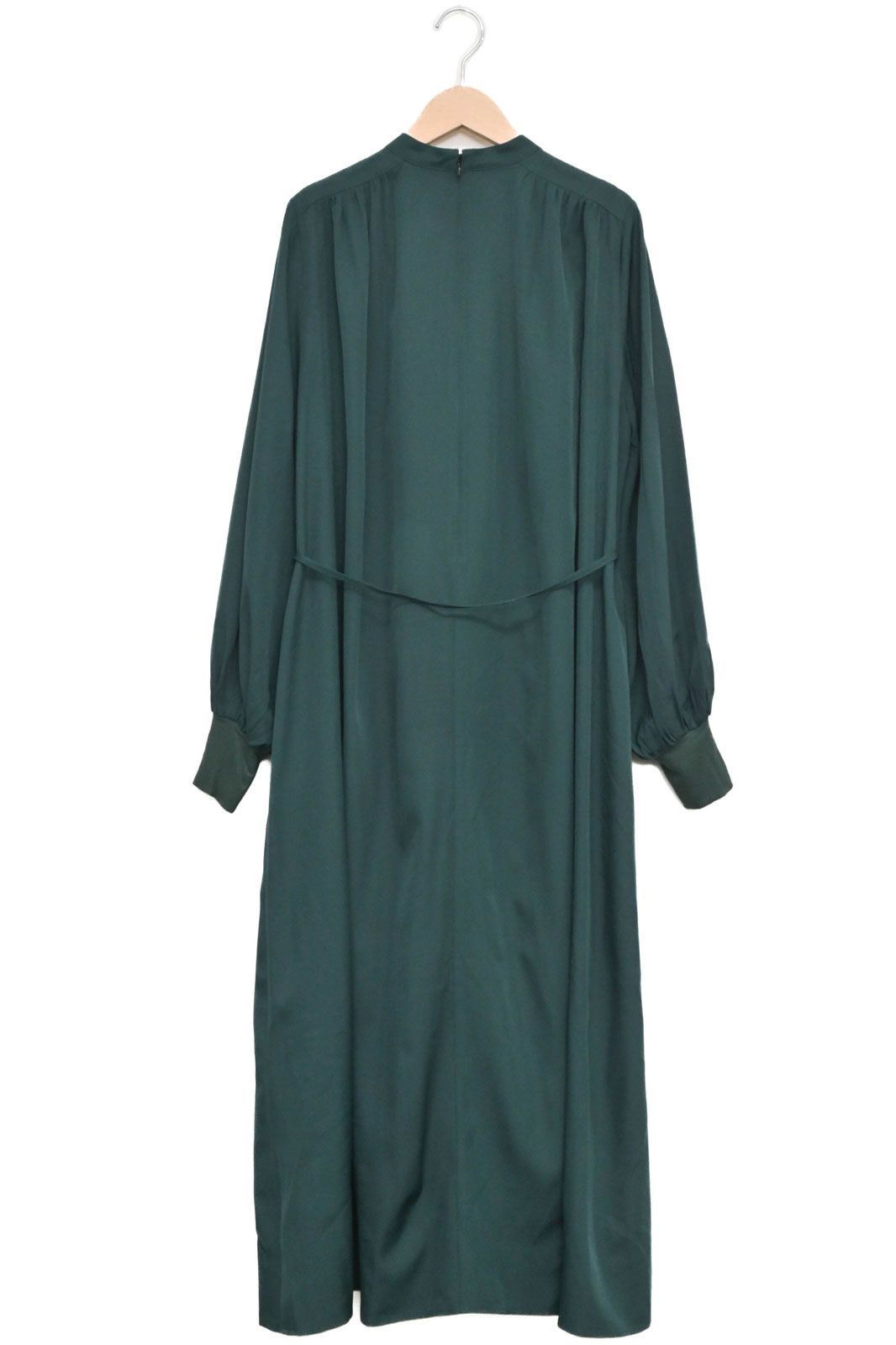 無地ギャザーワンピース グリーン