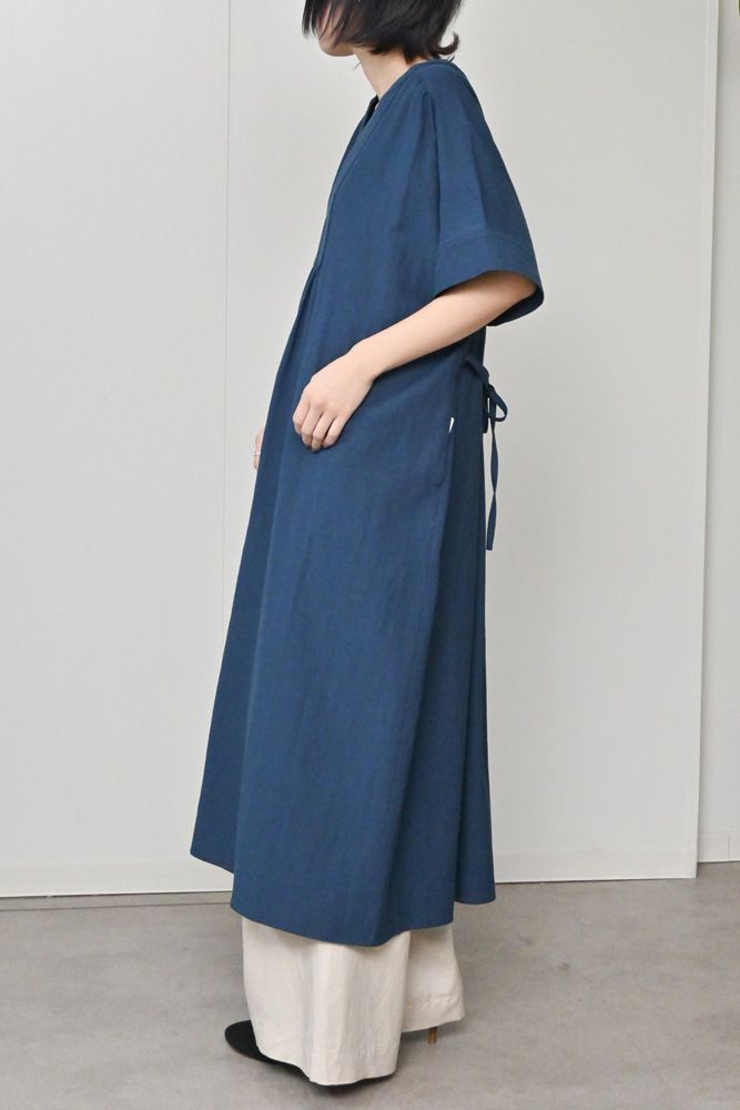キーネックショートスリーブワンピース ダークブルー