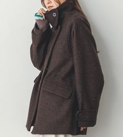 くるくるシャギーミディブルゾン ダークブラウン