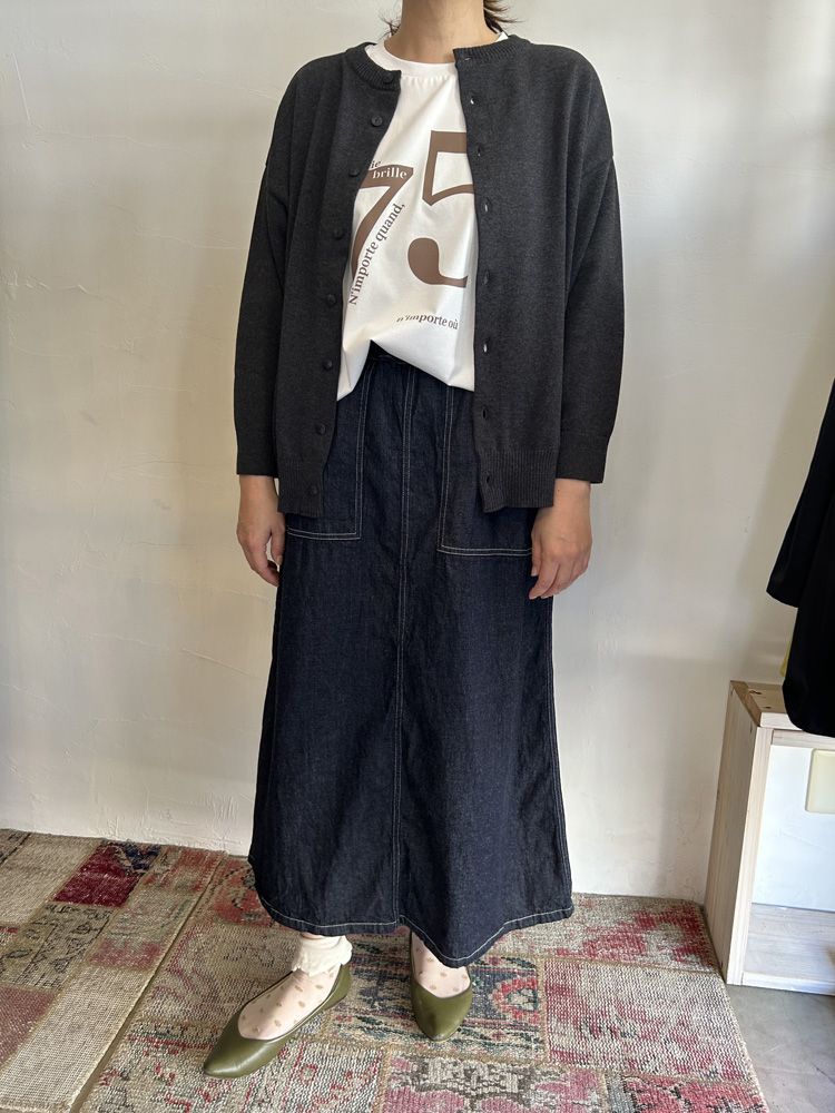 Hidamari cotton 2WAYニットカーデ チャコール杢
