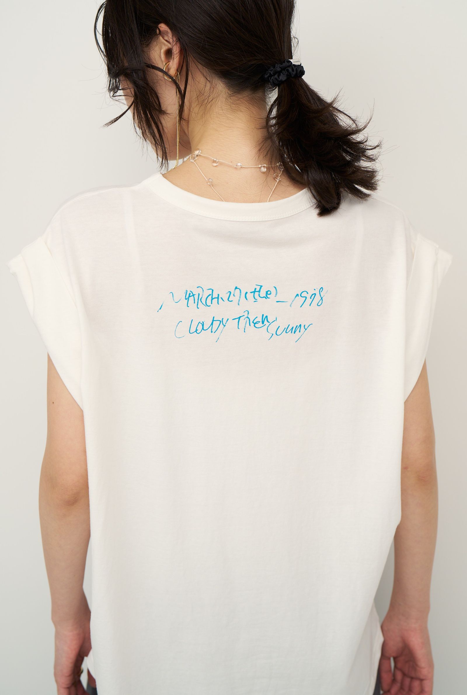 [8462-404KK] ラフスケッチプリントフレンチ ホワイト