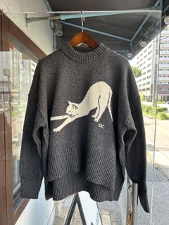 伸び猫コモドニット チャコールxオフ