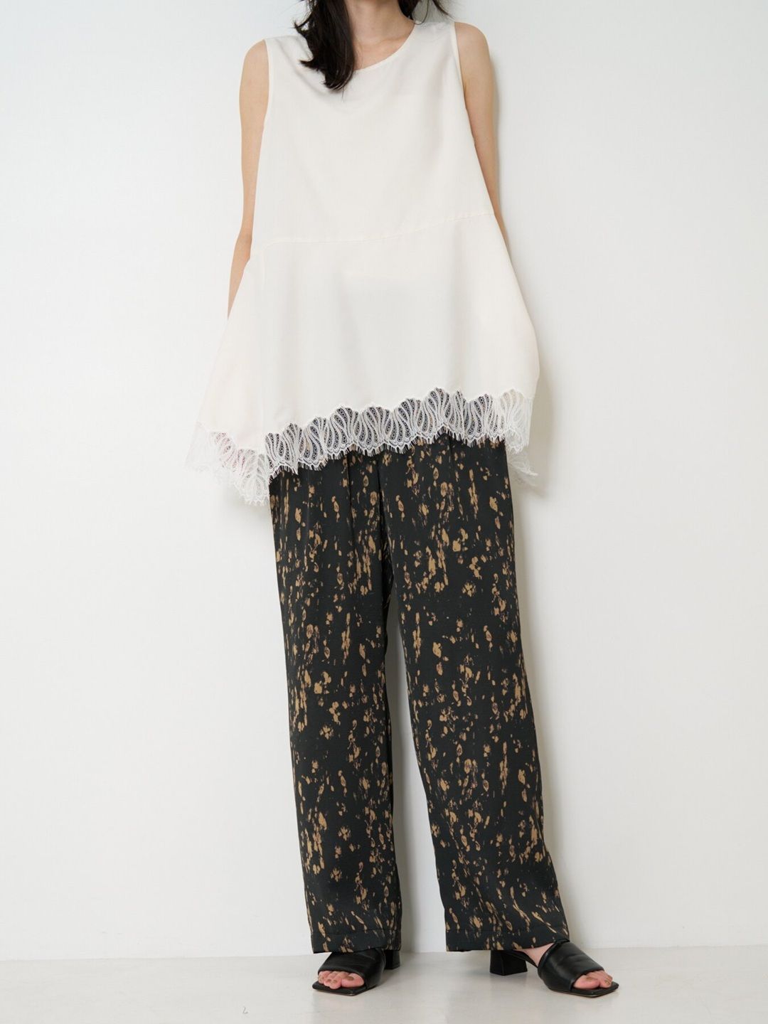 [3963-628MK] レオパードストレートイージーPT ブラック