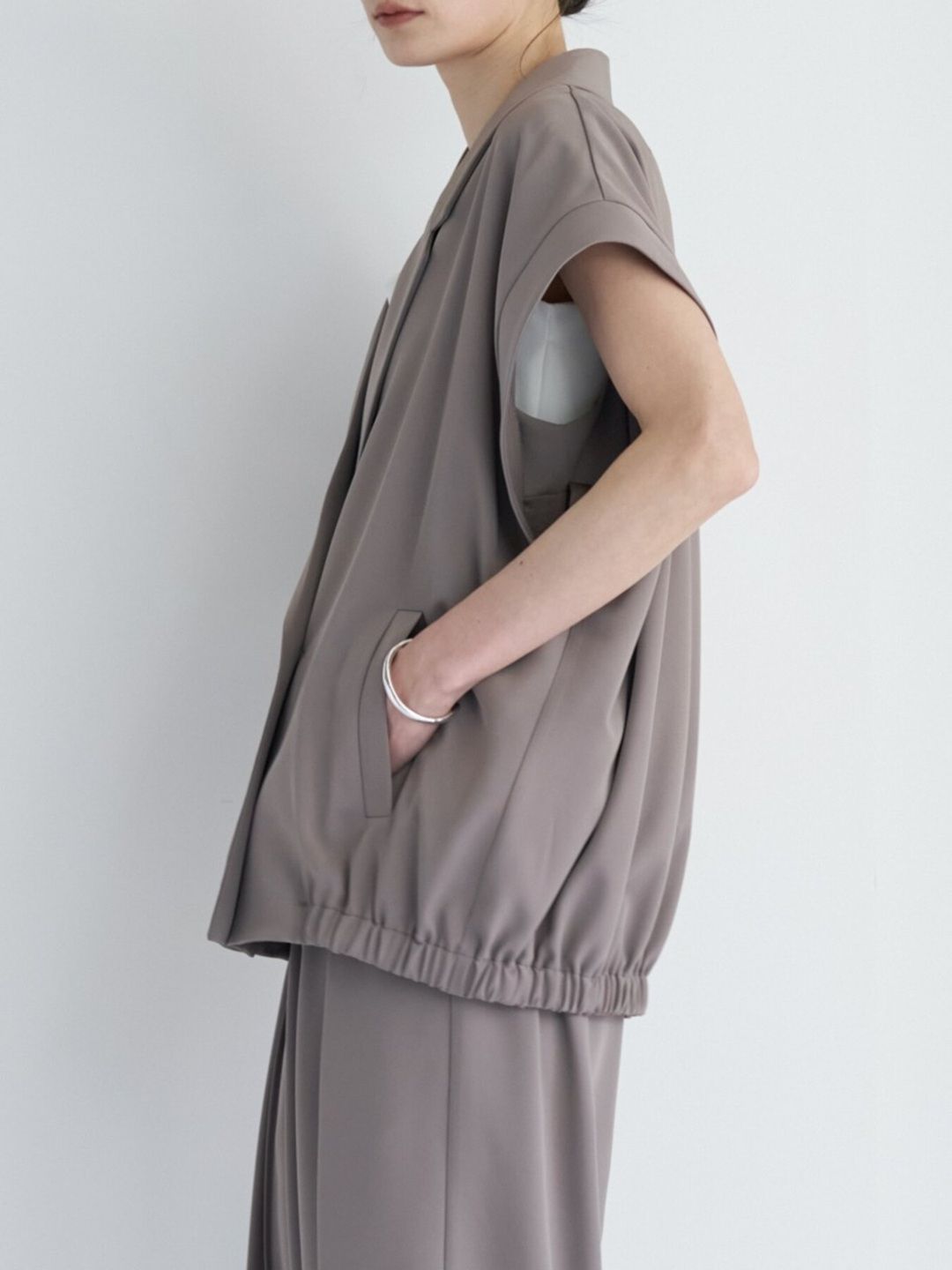 [4263-623MK] オーバーフォルムダブルジレ モカ