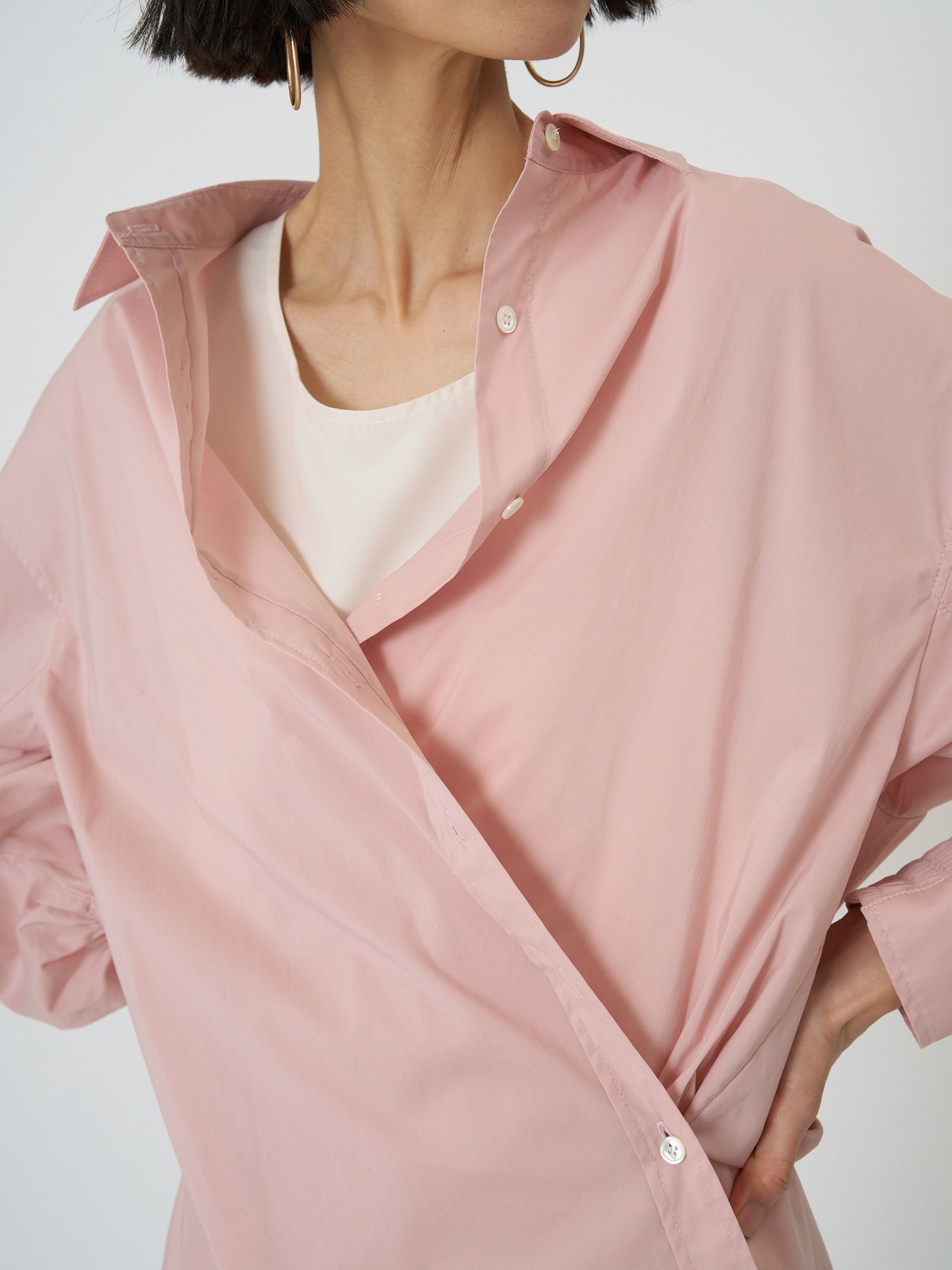 [1261-017KK] タックボリュームスリーブSH ピンク