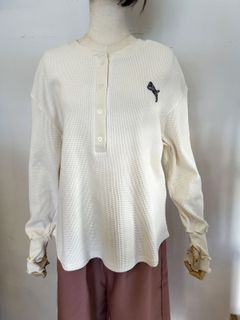 TORAワッフルヘンリーネックトップス アイボリー