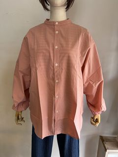 近江晒50sブロード袖ボリュームシャツ ピンク