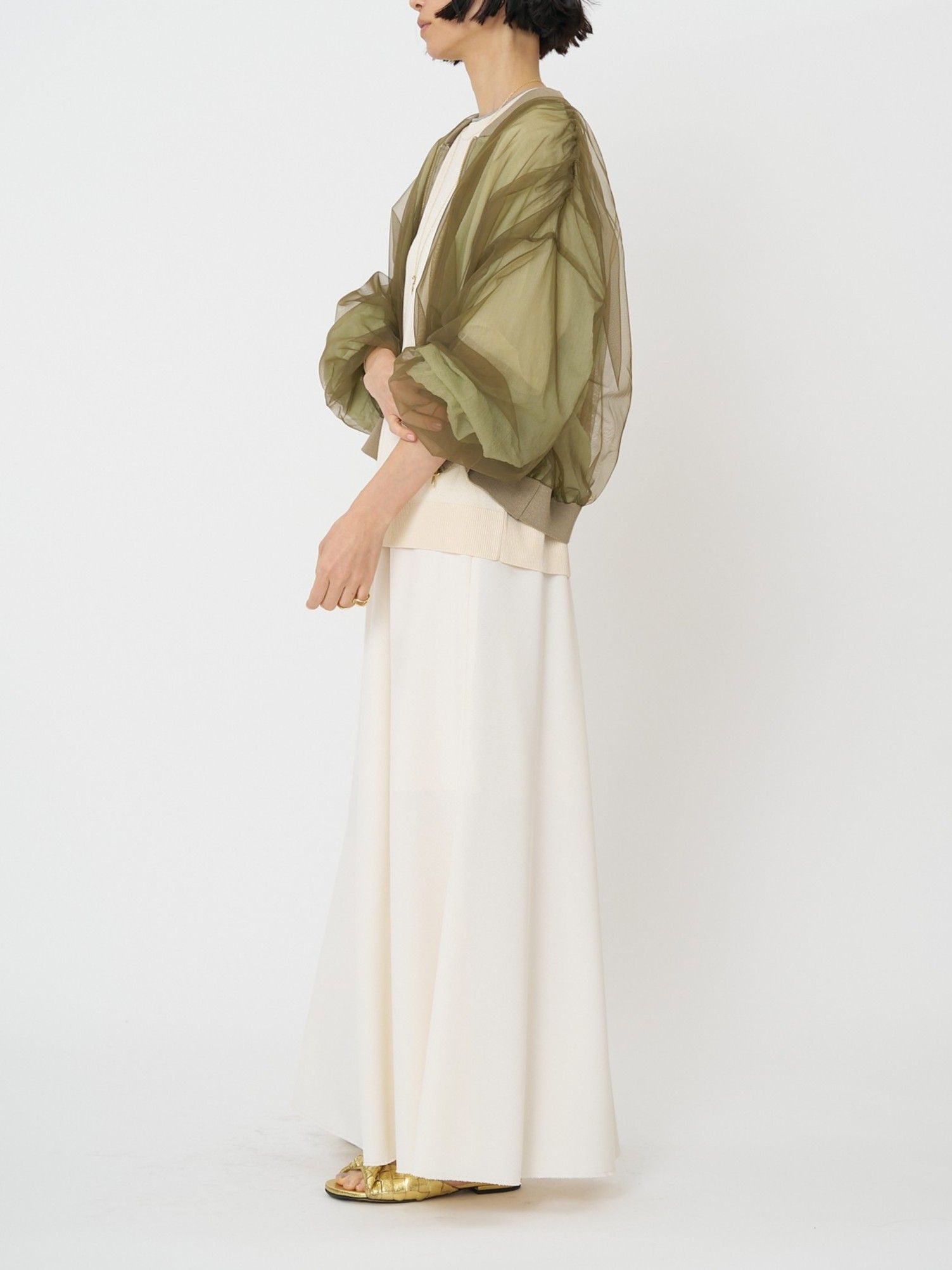 [9861-093GS] チュールボリュームブルゾン ブラック