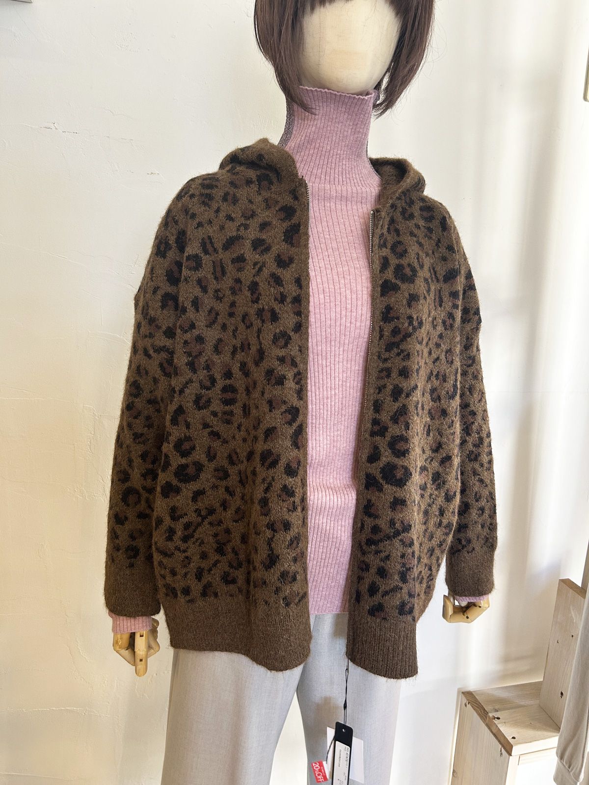 レオパードフードパーカー ブラウン